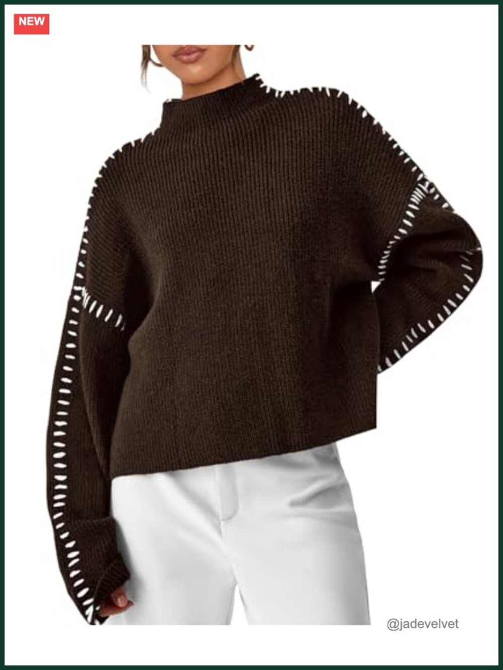 Chunky Knit Oversized Mock Neck Pullover Sweater Long Sleeve